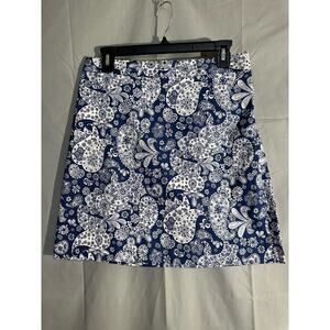 Brooks Brothers Skirt Womens 6 Blue Paisley Mini Cotton Stretch